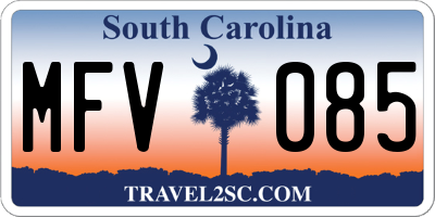 SC license plate MFV085