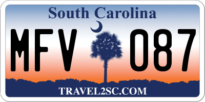 SC license plate MFV087