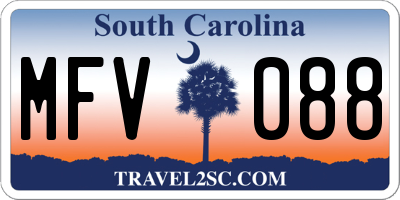 SC license plate MFV088