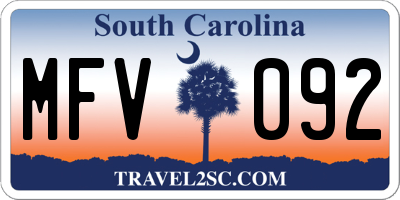 SC license plate MFV092