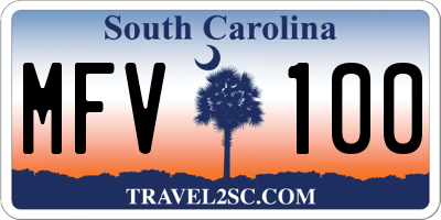 SC license plate MFV100