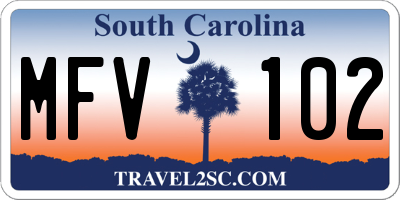 SC license plate MFV102