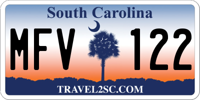 SC license plate MFV122