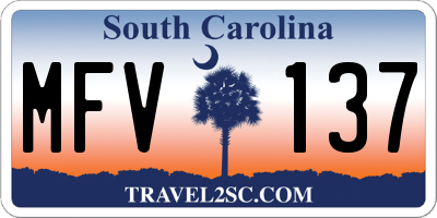 SC license plate MFV137