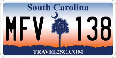 SC license plate MFV138