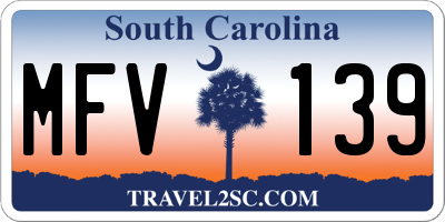 SC license plate MFV139