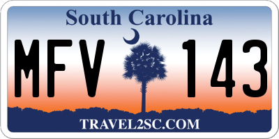 SC license plate MFV143