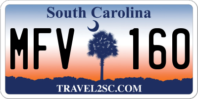 SC license plate MFV160