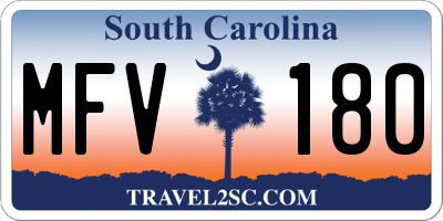 SC license plate MFV180