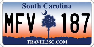 SC license plate MFV187