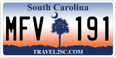 SC license plate MFV191