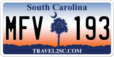 SC license plate MFV193