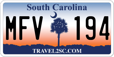 SC license plate MFV194