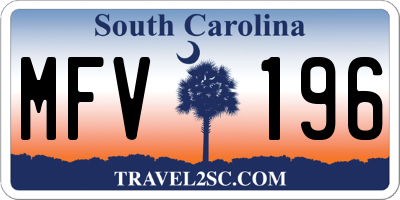 SC license plate MFV196