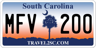 SC license plate MFV200