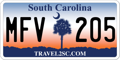 SC license plate MFV205