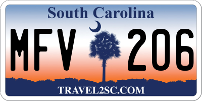 SC license plate MFV206