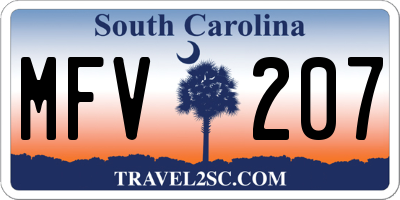 SC license plate MFV207