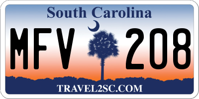 SC license plate MFV208