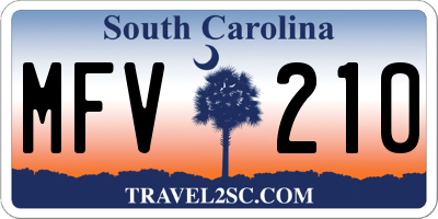 SC license plate MFV210