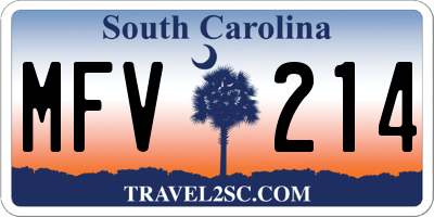 SC license plate MFV214
