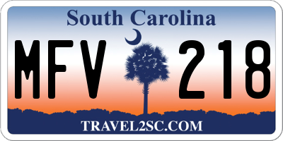 SC license plate MFV218
