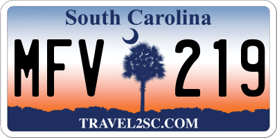 SC license plate MFV219