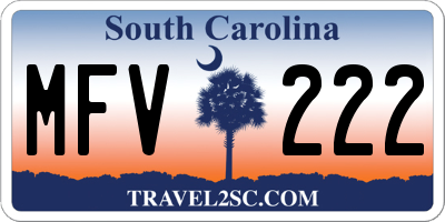 SC license plate MFV222
