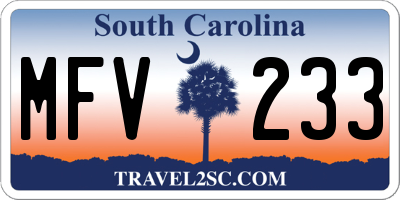 SC license plate MFV233