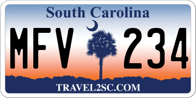 SC license plate MFV234