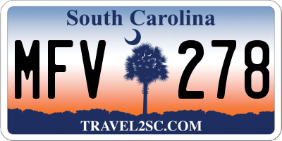 SC license plate MFV278