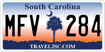 SC license plate MFV284