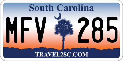 SC license plate MFV285