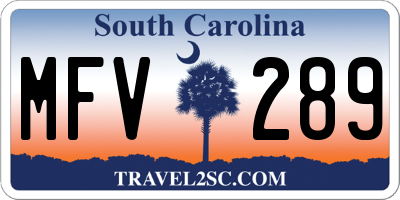 SC license plate MFV289