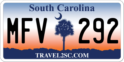 SC license plate MFV292