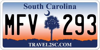 SC license plate MFV293