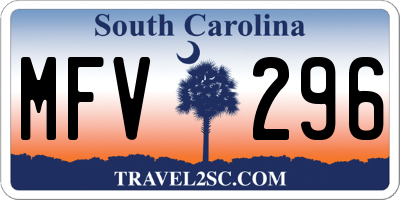 SC license plate MFV296
