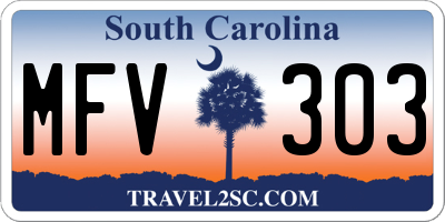 SC license plate MFV303