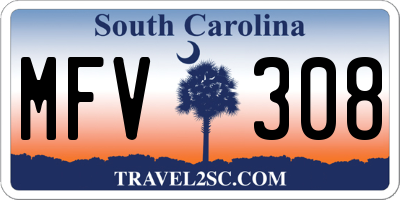SC license plate MFV308