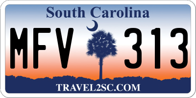 SC license plate MFV313