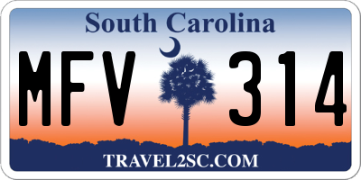 SC license plate MFV314