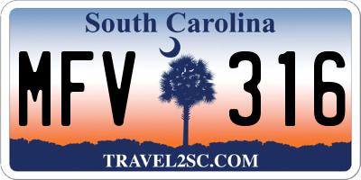 SC license plate MFV316