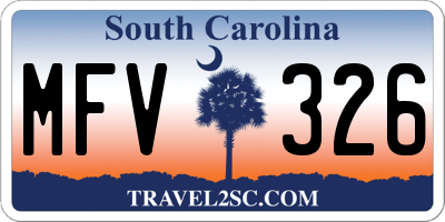 SC license plate MFV326