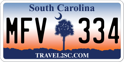SC license plate MFV334