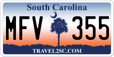 SC license plate MFV355