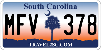 SC license plate MFV378