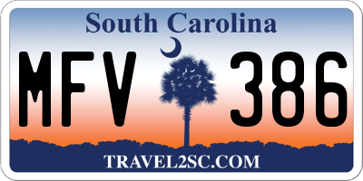 SC license plate MFV386
