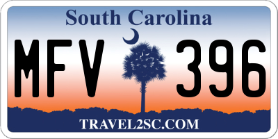 SC license plate MFV396