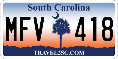 SC license plate MFV418