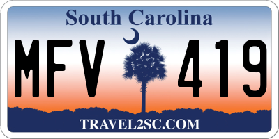 SC license plate MFV419